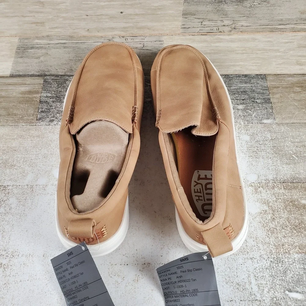 Hey Dude Paul Slip Classic Mens Loafer Loafer Shoes Sz 9 Arsh Leather Slip On